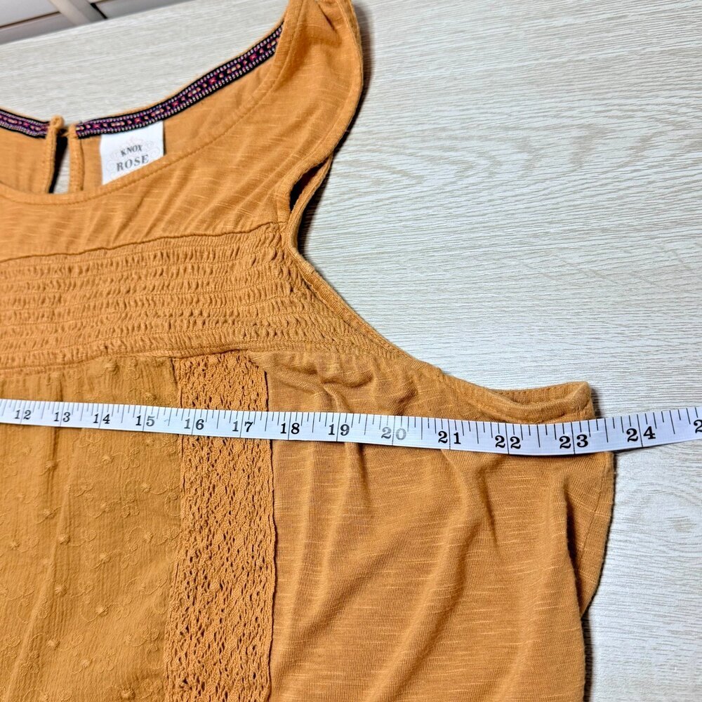 Knox Rose Tank Top Women's XXL Mustard Yellow Boho Swiss Dot Ruffle Hem - Picture 8 of 10